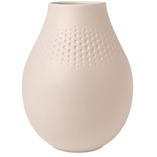 Villeroy & Boch - Manufacture Collier sand, hohe Vase Perle, 20 cm, Premium Porzellan, Beige, Hoch