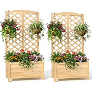 Blumenkasten mit Rankgitter - 76x40x150cm Pflanzkübel für Kletterpflanzen
