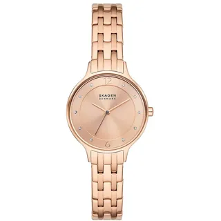 Skagen Anita Lille Uhr für Damen, Quarzwerk mit Edelstahl- oder Lederarmband, Rose-Gold-Ton, 30MM