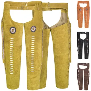 German Wear Lederhose GW957T Chaps Fransenhose Reiter Cowboy Western Lederchaps Lederhose 58/3XL