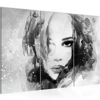 Runa Art Wandbilder Frau Abstrakt Bild XXL Wohnzimmer Schlafzimmer Schwarz Weiss Gemälde 120 x 80 cm 3 Teilig 025531c
