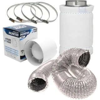 dekoness Grow Abluft Set ECO 107 m3/h 100 mm Flansch Belüftungsset - Grow