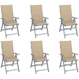vidaXL Hochlehner Gartenstuhl 6 St. 6 x 6 x 6 cm beige