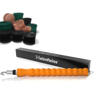 Heimfleiss® Draht Driller Drillapparat mit aut. Rücklauf - (Orange) | Universal Drahtbinder Rödelzange mit PVC-Griff | für Blumendraht, Wickeldraht & Floristendraht | Zaunbau, Garten & Floristik