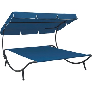 Modernen Liegestühle - HOMMIE - Garten-Sonnenliege mit Sonnendach Blau(758990)