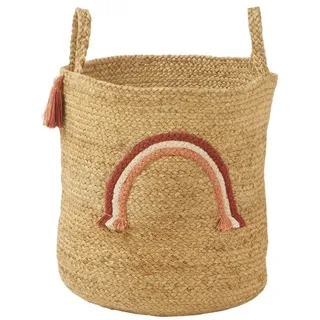 vertbaudet Aufbewahrungskorb Kinderzimmer Aufbewahrungskorb REGENBOGEN, Jute beige|weiß