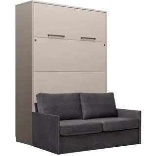 QMM TraumMöbel Schrankbett, Grau, Dunkelgrau, Holzwerkstoff, Holz, 140x200 cm, Schlafzimmer, Betten, Klappbetten