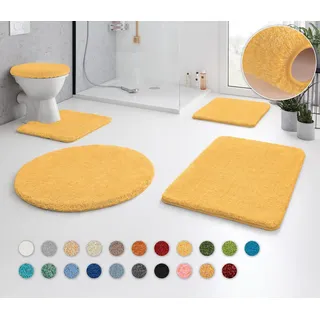 Kleine Wolke Badematte RELAX, Badvorleger, Badezimmer Teppich, Höhe 30 mm, rutschhemmend beschichtet, fußbodenheizungsgeeignet, Polyacryl, rechteckig, Badteppich, meliert, rechteckig, rund & als Set erhältlich gelb rechteckig | 85 cm x 150 cm x 30 mm