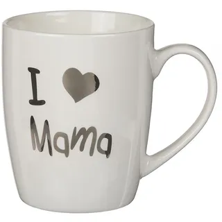 wunderschöner Kafferpott,Kaffeebecher,Kaffeetasse,Becher aus Porzelan mit versilbertem Schriftzug "I love Mama"