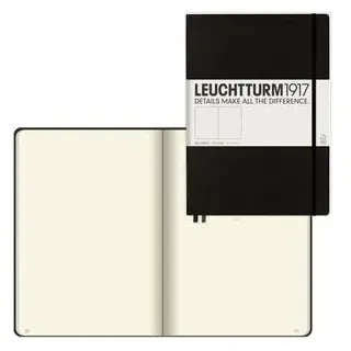Leuchtturm1917 Notizbuch 308227 Master, A4, blanko, 116 Blatt, schwarz, Hardcover