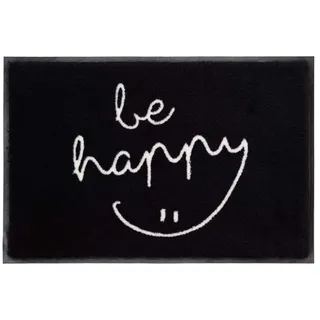 Fussmatte - Gift Company, be happy, schwarz/weiß