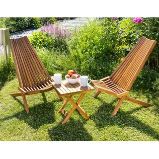 2er Set Holzliegestuhl mit Tisch aus Akazie klappbar