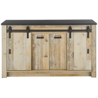 Lomadox Küchen Spülschrank in Old Style hell Nb. mit anthrazit, B/H/T ca. 161/93/64 cm