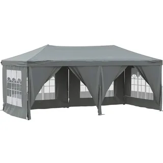 vidaXL Partyzelt mit Seitenwänden Faltbar Pavillon Gartenpavillon Gartenzelt Festzelt Faltpavillon Bierzelt Vereinszelt Outdoor Anthrazit 3x6m