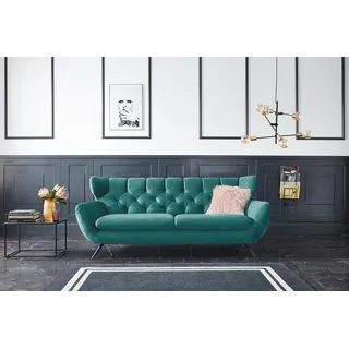 Candy 3-Sitzer 3C CANDY "Beatrice, extravagantes Megasofa, bequem, Küchensofa, Breite 225cm", grün (dunkelgrün), B:225cm H:94cm T:95cm, Samt-Optik (100% Polyester), Sofas, mit Rückensteppung im Rautenmuster, Samt Optik, auch in Fellimitat