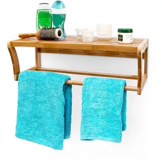 Relaxdays Badregal, Hellbraun, Holz, 60x20x25 cm, Badezimmer, Badezimmerregale, Badregale
