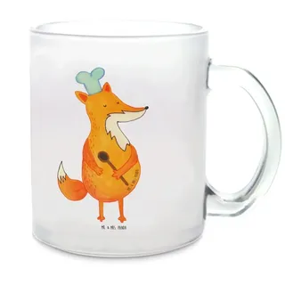 Mr. & Mrs. Panda Teeglas Fuchs Koch, Teetasse, Transparent, Bäcker, Trinkglas, Chefkoch, Teegl, Premium Glas, Henkeltasse Hunger Kochmütze