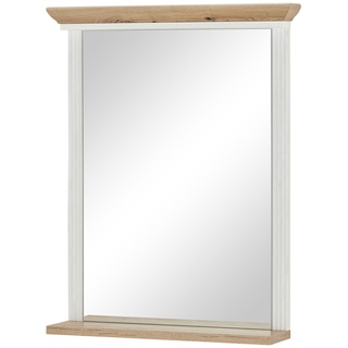 Spiegel mit Ablage  Varese , weiß , Holzwerkstoff, Glas  , Maße (cm): B: 65 H: 83 T: 15