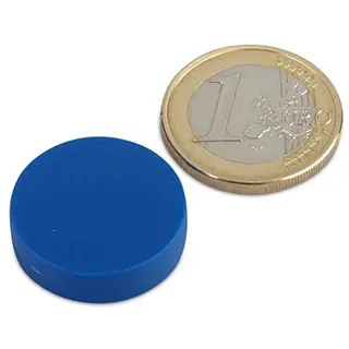 Magnet mit Kunststoffmantel (magnets4you) Neodym-Magnet Ø 22,0 x 6,0 mm |Blau | Haftkraft: 4,1kg | wasserdichter Magnet, geeignet für den Außenbereicht, rostfreie Magnetscheibe