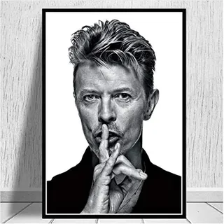 JQQBL Poster David Bowie Schwarz Weiß Musik Band Sänger Star Ölgemälde Poster Wandkunst Bild Drucke Leinwand Wohnzimmer Dekor 50 * 70Cm Rahmenlos