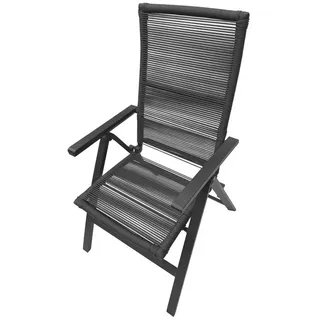 belavi Klappstuhl Rope-Klappsessel, verstellbarer Gartenstuhl klappbar mit Armlehnen, wetterfest & UV-beständig, ideal für Balkon & Terrasse, grau grau