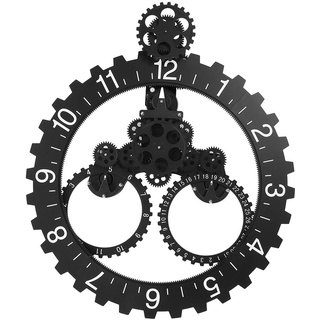 Fdit Uhr mechanische 3D Moderne Steampunk Kalender Rad Wanduhr (schwarz) Wanduhr, europäische Retro-Ausrüstung