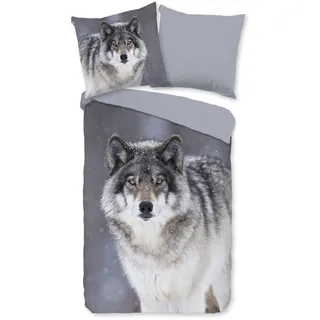 Good Morning Wolfie Flanell Grau 135 x 200 cm + 2 x 80 x 80 cm