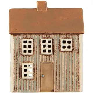 ib laursen Teelicht-Haus Visby 14,5 × 7,7 × 17 cm Hellblau/Braun