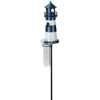 itsisa Regenmesser Gartenstecker Leuchtturm H:136 cm aus Zink - Deko Niederschlagsmesser maritim, Schiff, Küste, Maritime Gartendeko Meer, Metalldeko