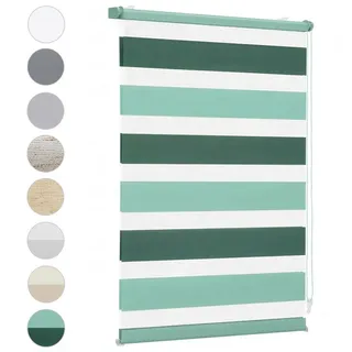 Doppelrollo Duo Rollo Klemmfix ohne Bohren für Fenster Rollos Jalousie Faltrollo, Sekey, freihängend, Klemmträger grün 130 cm x 150 cm