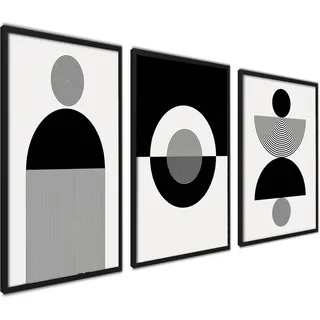 3er Set Poster 60x80cm Ohne Rahmen Wanddeko Wohnzimmer Ideal als Geschenk | Moderne Bilder Wohnzimmer Deko Schlafzimmer Abstrakt Art und weiß, Modernes Design, Hochwertige Qualität, Einfache Montage