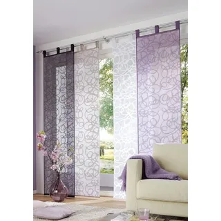 my home Schiebegardine Tanaro, Schlaufen (2 St), halbtransparent, Voile, Fertiggardine, inkl. Beschwerungsstange, halbtransparent weiß 57 cm x 145 cm