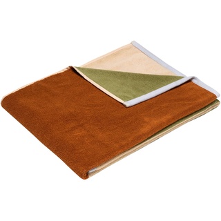 Hübsch Interior - Block Handtuch, large, grün / braun / beige