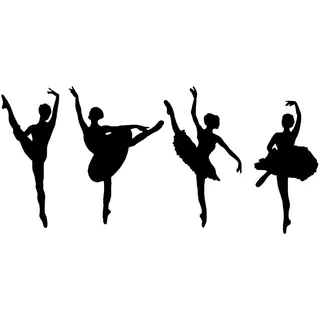Wandaufkleber „Ballerina-Silhouette“ für Mädchenzimmer, Dekoration, Wandtattoo, Ballettschule, Studiotänzerin, Kinderzimmer, Aufkleber, Tapete, klein – 27x57cm