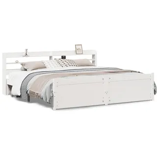vidaXL Bettgestell mit Kopfteil ohne Matratze Weiß 180x200 cm