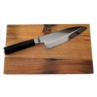 Kai Shun Geschenkset | Pro SHO VG-0002 Deba Messer 16,5 cm | + von Hand gefertigtes Schneidebrett aus Fassholz, 30x18 cm | VK: 275,- €