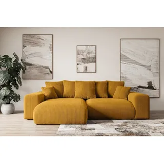 ALTDECOR Ecksofa mit Schlaffunktion und Bettkasten Corner Sofa Eckcouch Couch L-Form universal, links/rechts angeordnet Schlafcouch Ausziehbar Wohn... - Gelb