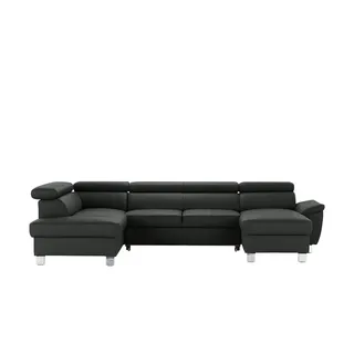 Primo Wohnlandschaft aus Echtleder Avola ¦ schwarz ¦ Maße (cm): B: 315 H: 90 T: 208.0