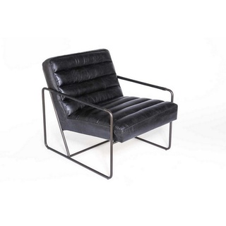 daslagerhaus living Loungesessel Lounge Sessel Century Leder schwarz schwarz