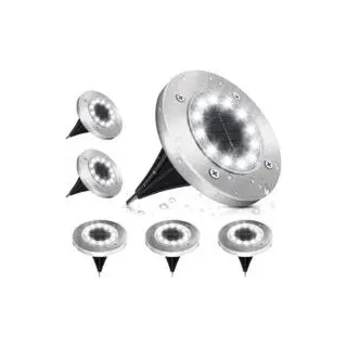 Solar-gartenleuchten Für Den Außenbereich, 12 Leds, Bodeneinbaustrahler, 6000 K Kaltweißes Licht, Wasserdicht (ip65), Einbaustrahler Für Wege, Terrassen, Untergründe Und Gärten – 6er-pack