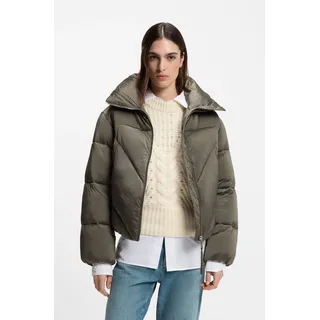 Steppjacke BOSS ORANGE "Padilena Premium Damenmode", Damen, Gr. 48, open grün 344, Web, Obermaterial: 100% Polyamid, unifarben, regular fit normal, elastischer Bund, Jacken Steppjacke, Regular Fit mit Stehkragen, gefütterte Taschen