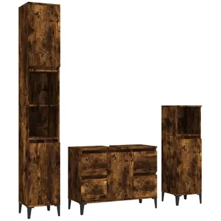 vidaXL 3-tlg. Badmöbel-Set Räuchereiche Holzwerkstoff