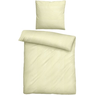 biberna Sleep & Protect 0022294 Bettwäsche Garnitur mit Kopfkissenbezug Baumwoll-Seersucker 1x 135x200 cm + 1x 80x80 cm gelb