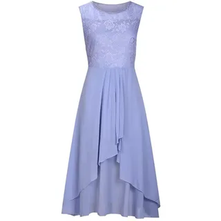 Chiffonkleid Damen Elegant Cocktailkleid Abendkleid Ärmellos Ballkleider mit Spitzen A Linie für Hochzeit Kurz Vokuhila Kleid
