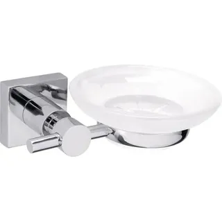 tesa hukk 40256-00000-00 Seifenschale Chrom (glänzend), Weiß (satiniert)