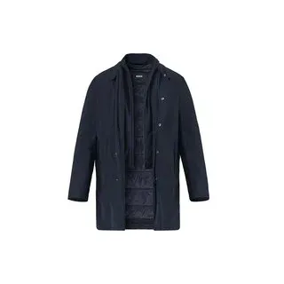 BOSS Black Herren Mantel blau Mikrofaser unifarben, blau, Herbst/Winter 2025/2026