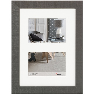 walther design Bilderrahmen Collage HOME, Grau - Holz - Bildformat 13 x 18 cm - für 2 Bilder