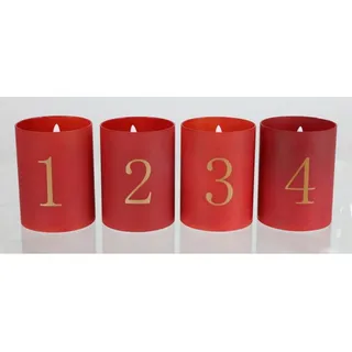 BURI Tafelkerze BURI Adventskerzen 4er Set LED Glas Lampen Lichter Beleuchtung