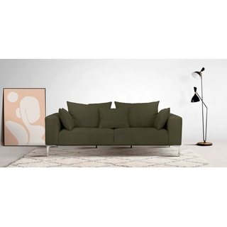 2,5-Sitzer GUIDO MARIA KRETSCHMER HOME&LIVING "JANTE" Sofas Gr. B/H/T: 212 cm x 85 cm x 105 cm, Cord, grün (forest) Einzelsofas mit chromfarbenen Füßen