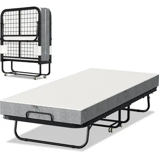 Randaco 80x190cm Gästebett Mit Matratze, Auf Rädern, Klappbar, Klappbett Bis 120 Kg, Tragbar